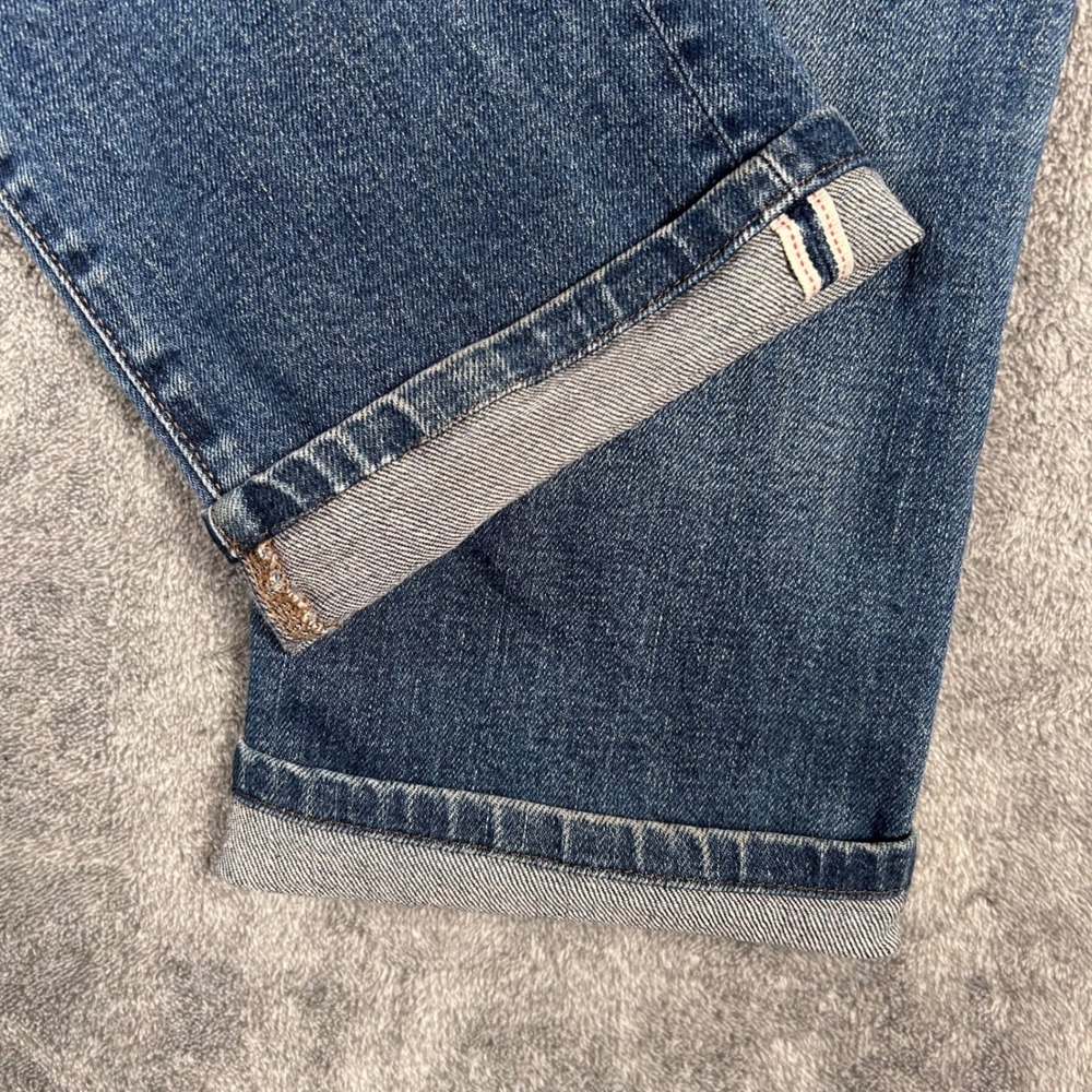 Uniqlo Jeans Japanese Selvedge Denim Kaihara Slim Straight Low Rise Men 35x27 - Picture 2 of 15